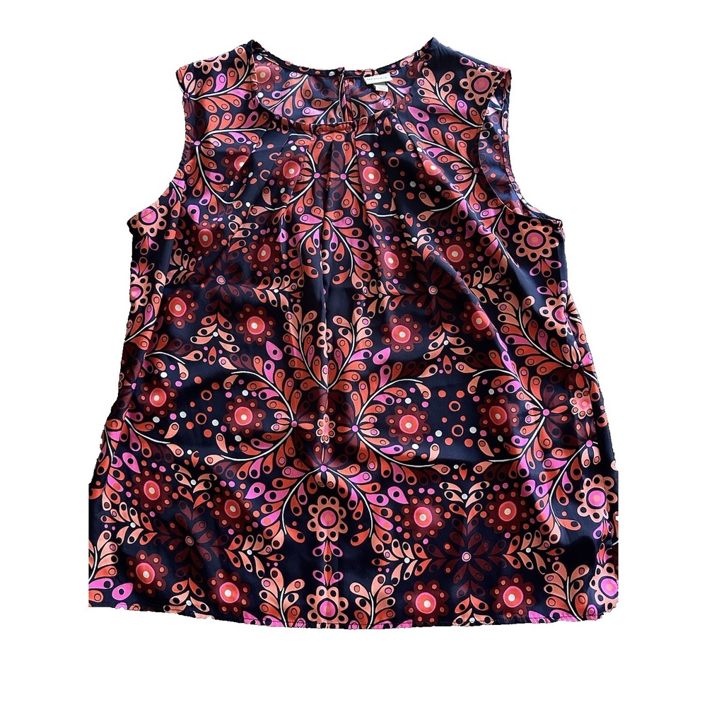 Merona Top Womens XXL Paisley Floral Pleated Tank Top Multicolor